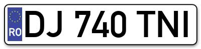 Placuta inmatriculare numar auto  DJ-740-TNI, DJ 740 TNI, DJ740TNI