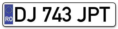 Placuta inmatriculare numar auto  DJ-743-JPT, DJ 743 JPT, DJ743JPT