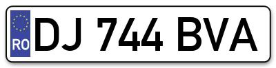 Placuta inmatriculare numar auto  DJ-744-BVA, DJ 744 BVA, DJ744BVA