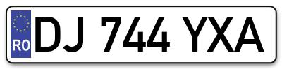 Placuta inmatriculare numar auto  DJ-744-YXA, DJ 744 YXA, DJ744YXA