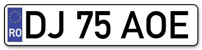 Placuta inmatriculare numar auto  DJ-75-AOE, DJ 75 AOE, DJ75AOE