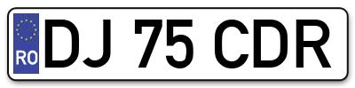 Placuta inmatriculare numar auto  DJ-75-CDR, DJ 75 CDR, DJ75CDR