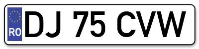 Placuta inmatriculare numar auto  DJ-75-CVW, DJ 75 CVW, DJ75CVW