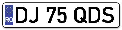 Placuta inmatriculare numar auto  DJ-75-QDS, DJ 75 QDS, DJ75QDS