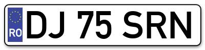 Placuta inmatriculare numar auto  DJ-75-SRN, DJ 75 SRN, DJ75SRN