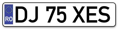 Placuta inmatriculare numar auto  DJ-75-XES, DJ 75 XES, DJ75XES