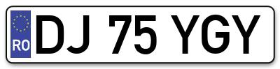 Placuta inmatriculare numar auto  DJ-75-YGY, DJ 75 YGY, DJ75YGY