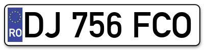 Placuta inmatriculare numar auto  DJ-756-FCO, DJ 756 FCO, DJ756FCO