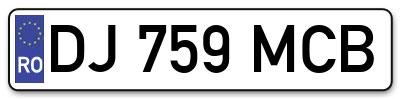 Placuta inmatriculare numar auto  DJ-759-MCB, DJ 759 MCB, DJ759MCB
