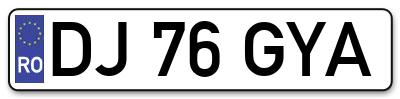 Placuta inmatriculare numar auto  DJ-76-GYA, DJ 76 GYA, DJ76GYA