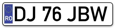 Placuta inmatriculare numar auto  DJ-76-JBW, DJ 76 JBW, DJ76JBW