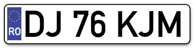 Placuta inmatriculare numar auto  DJ-76-KJM, DJ 76 KJM, DJ76KJM