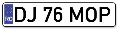 Placuta inmatriculare numar auto  DJ-76-MOP, DJ 76 MOP, DJ76MOP