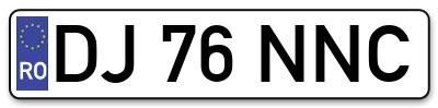 Placuta inmatriculare numar auto  DJ-76-NNC, DJ 76 NNC, DJ76NNC