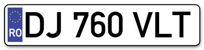 Placuta inmatriculare numar auto  DJ-760-VLT, DJ 760 VLT, DJ760VLT