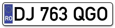 Placuta inmatriculare numar auto  DJ-763-QGO, DJ 763 QGO, DJ763QGO