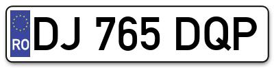 Placuta inmatriculare numar auto  DJ-765-DQP, DJ 765 DQP, DJ765DQP