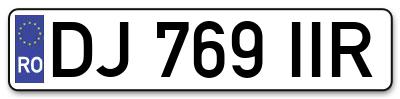 Placuta inmatriculare numar auto  DJ-769-IIR, DJ 769 IIR, DJ769IIR