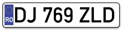 Placuta inmatriculare numar auto  DJ-769-ZLD, DJ 769 ZLD, DJ769ZLD