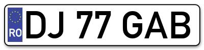Placuta inmatriculare numar auto  DJ-77-GAB, DJ 77 GAB, DJ77GAB