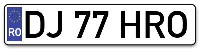 Placuta inmatriculare numar auto  DJ-77-HRO, DJ 77 HRO, DJ77HRO