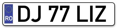 Placuta inmatriculare numar auto  DJ-77-LIZ, DJ 77 LIZ, DJ77LIZ