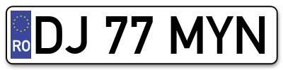 Placuta inmatriculare numar auto  DJ-77-MYN, DJ 77 MYN, DJ77MYN
