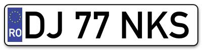 Placuta inmatriculare numar auto  DJ-77-NKS, DJ 77 NKS, DJ77NKS