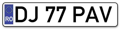 Placuta inmatriculare numar auto  DJ-77-PAV, DJ 77 PAV, DJ77PAV