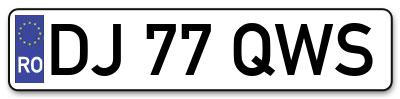 Placuta inmatriculare numar auto  DJ-77-QWS, DJ 77 QWS, DJ77QWS