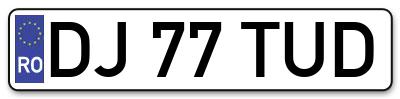 Placuta inmatriculare numar auto  DJ-77-TUD, DJ 77 TUD, DJ77TUD