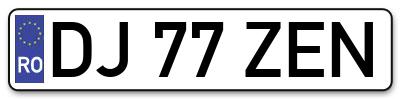 Placuta inmatriculare numar auto  DJ-77-ZEN, DJ 77 ZEN, DJ77ZEN