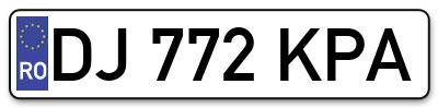 Placuta inmatriculare numar auto  DJ-772-KPA, DJ 772 KPA, DJ772KPA