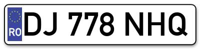Placuta inmatriculare numar auto  DJ-778-NHQ, DJ 778 NHQ, DJ778NHQ