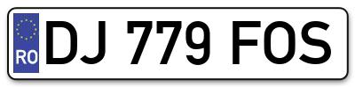 Placuta inmatriculare numar auto  DJ-779-FOS, DJ 779 FOS, DJ779FOS