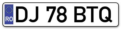 Placuta inmatriculare numar auto  DJ-78-BTQ, DJ 78 BTQ, DJ78BTQ