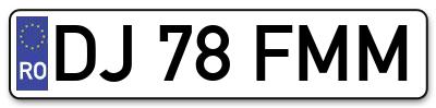 Placuta inmatriculare numar auto  DJ-78-FMM, DJ 78 FMM, DJ78FMM