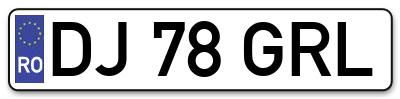 Placuta inmatriculare numar auto  DJ-78-GRL, DJ 78 GRL, DJ78GRL