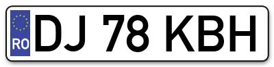 Placuta inmatriculare numar auto  DJ-78-KBH, DJ 78 KBH, DJ78KBH