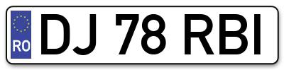 Placuta inmatriculare numar auto  DJ-78-RBI, DJ 78 RBI, DJ78RBI