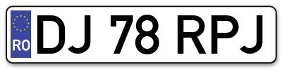Placuta inmatriculare numar auto  DJ-78-RPJ, DJ 78 RPJ, DJ78RPJ