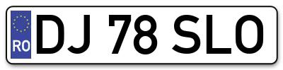 Placuta inmatriculare numar auto  DJ-78-SLO, DJ 78 SLO, DJ78SLO