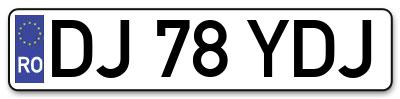 Placuta inmatriculare numar auto  DJ-78-YDJ, DJ 78 YDJ, DJ78YDJ