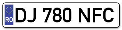 Placuta inmatriculare numar auto  DJ-780-NFC, DJ 780 NFC, DJ780NFC