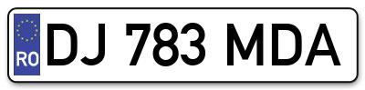 Placuta inmatriculare numar auto  DJ-783-MDA, DJ 783 MDA, DJ783MDA