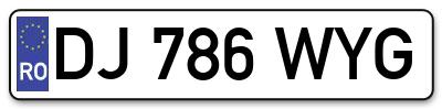 Placuta inmatriculare numar auto  DJ-786-WYG, DJ 786 WYG, DJ786WYG