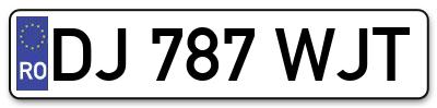 Placuta inmatriculare numar auto  DJ-787-WJT, DJ 787 WJT, DJ787WJT