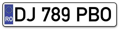 Placuta inmatriculare numar auto  DJ-789-PBO, DJ 789 PBO, DJ789PBO