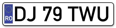 Placuta inmatriculare numar auto  DJ-79-TWU, DJ 79 TWU, DJ79TWU