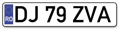 Placuta inmatriculare numar auto  DJ-79-ZVA, DJ 79 ZVA, DJ79ZVA